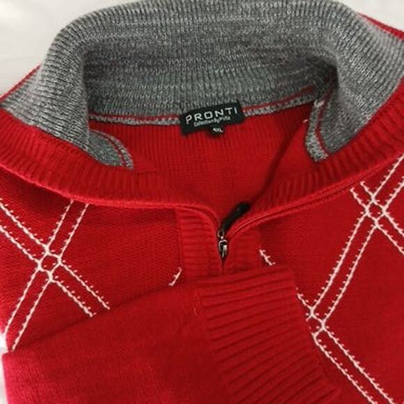 Pronti Collection by PHITA Men's 4XL Red Argyle 1/4-Zip Neck Big & Tall - Picture 5 of 15